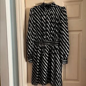MICHAEL Michael Kors Black and White Diagonal Striped Dress